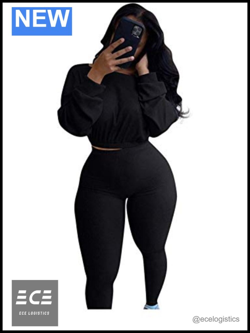 Ribbed Knit 2 Piece Crop Top & Pants Tracksuit Loungewear Set